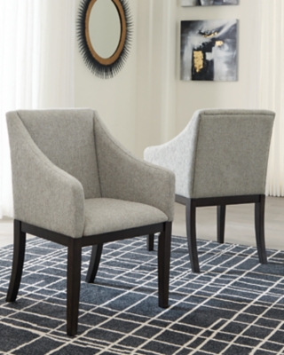 Bruxworth Upholstered Dining Arm Chair (Set of 2), Dark Brown