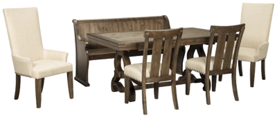 Wendota Dining Table and 4 Chairs and Bench | Ashley ...