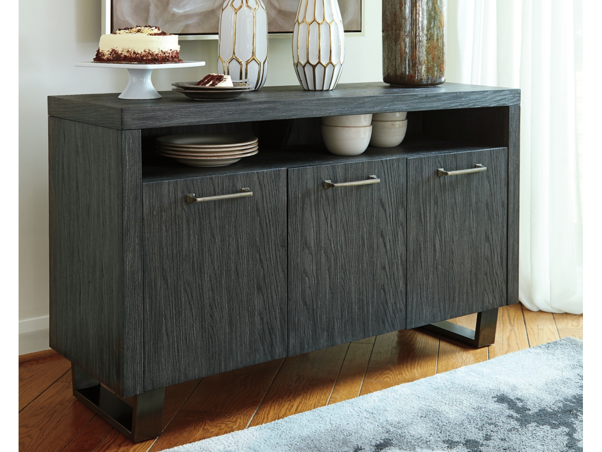 Bellvern Dining Server with Metal Sled Style Base | Ashley