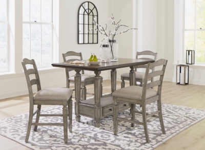 Lodenbay Counter Height Dining Table and 4 Barstools, Antique Gray