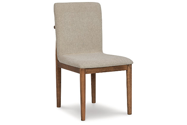 With its back-to-nature sensibility, the Isanti dining room side chair is a natural fit for your well-edited space. Clean-lined design lets the beautifully organic quality and inherent luster of the wood shine through. From its textural upholstery to the refreshing light finish, it’s a piece that makes a statement by being remarkably understated.Made of solid hardwood | Natural light brown finish | Cushioned seat with woven polyester upholstery | Assembly required | Estimated Assembly Time: 30 Minutes