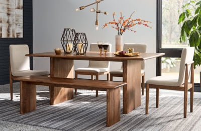 APG-D752-6P Isanti Dining Table and 4 Chairs and Bench, Light  sku APG-D752-6P