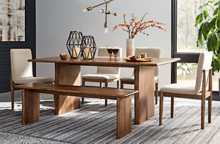 With its back-to-nature sensibility, the Isanti dining room table is a natural fit for your well-edited space. Clean-lined design lets the beautifully organic quality and inherent luster of the mango wood shine through. From its smooth, sculptural profile to the refreshing light finish, it’s a piece that makes a statement by being remarkably understated.Made of mango wood | Natural light brown finish | Seats up to 6 | Assembly required | Dining chairs sold separately | Estimated Assembly Time: 15 Minutes