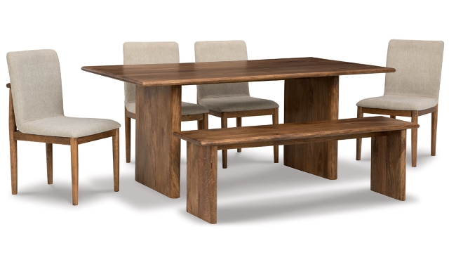 Isanti Dining Table and 4 Chairs and Bench Set   
