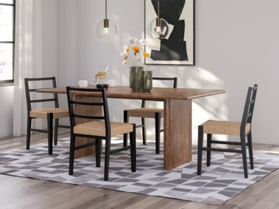 APG-D75225-5P Isanti Dining Table and 4 Chairs, Light Brown sku APG-D75225-5P