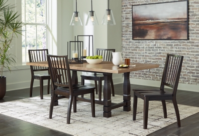 APG-D75325-5P Charterton Dining Table and 4 Chairs, Two-tone Bro sku APG-D75325-5P