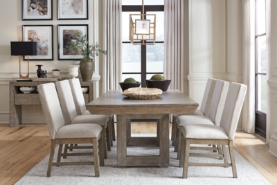 Langford Dining Table and 6 Chairs, Light Grayish Brown