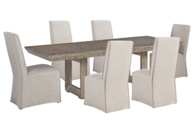 Langford Dining Table and 6 Chairs, Light Grayish Brown