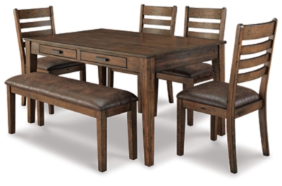 Royard Dining Table and 4 Chairs and Bench