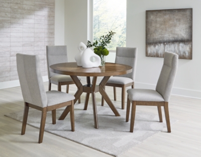 APG-D769D3-5P Roanhowe Dining Table and 4 Chairs, Brown sku APG-D769D3-5P