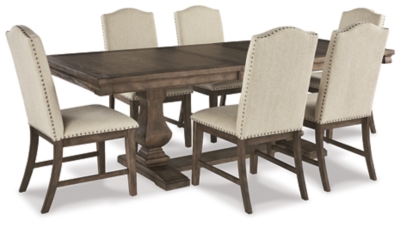 Johnelle Dining Table And 6 Chairs Set, How Big Is A 6 Chair Table