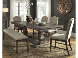 Jeanette dining table and 4 chairs and bench deals set