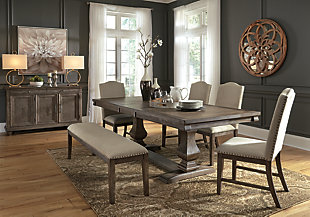 Johnelle Dining Table and 4 Chairs and Bench with Storage, , rollover