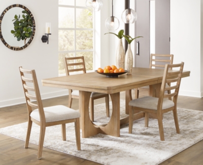 Rencott Dining Table and 4 Chairs, Light Brown