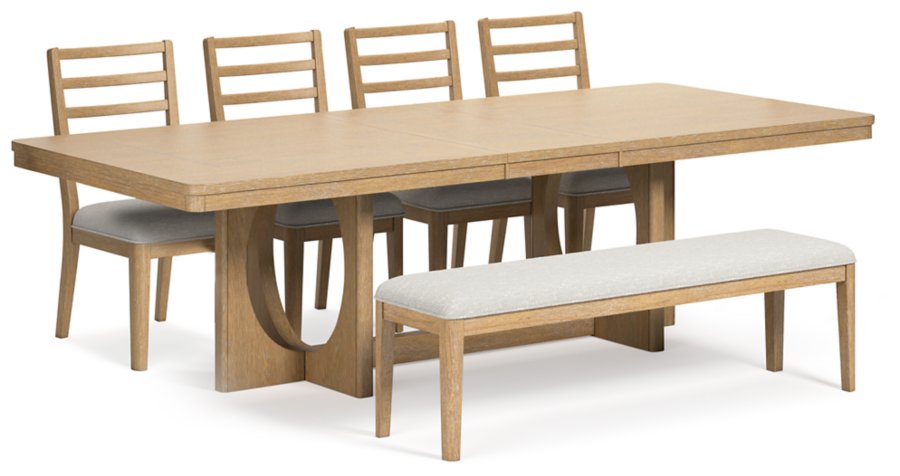 Mesa de comedor extensible Rencott, 4 sillas y banco - image 1
