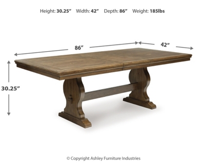 Sturlayne Dining Extension Table Dimensions