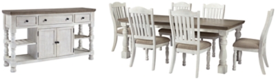 Havalance Dining Table and 6 Chairs with Storage, White/Gray