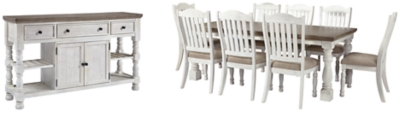 Havalance Dining Table and 8 Chairs with Storage, White/Gray