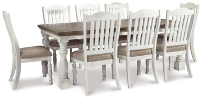 Havalance Dining Table and 8 Chairs, White/Gray