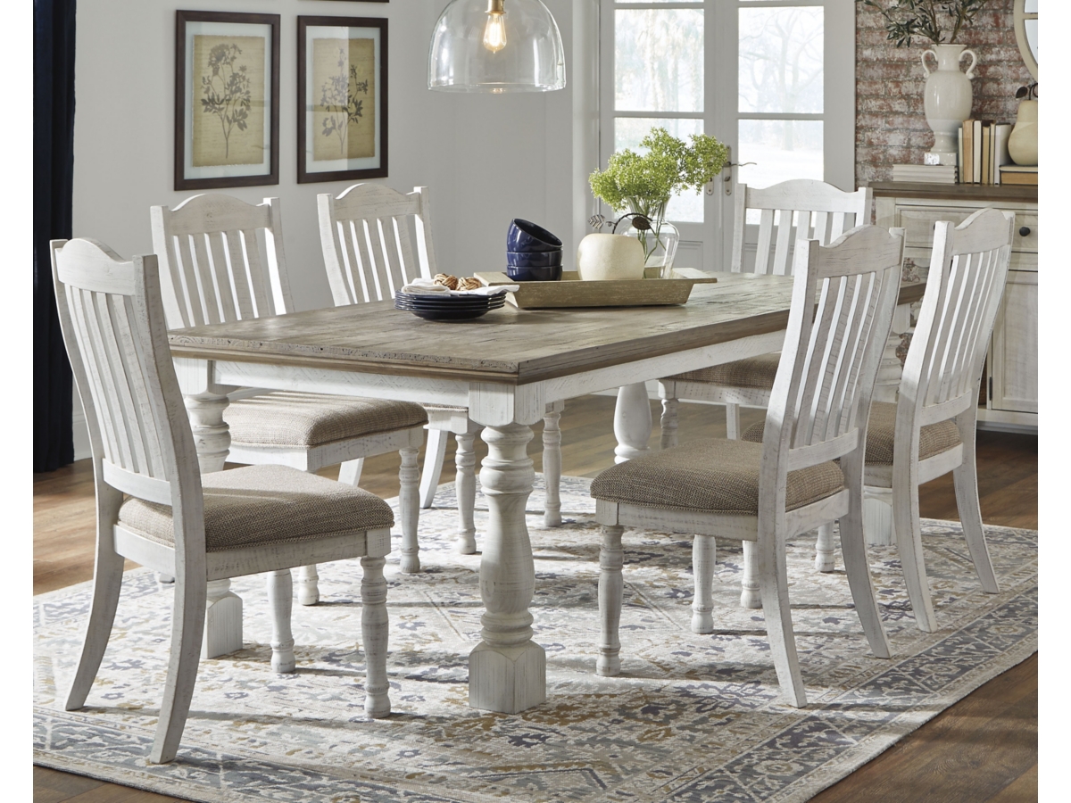 Gray and white dining store room table