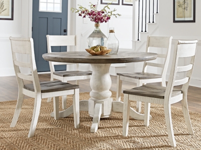 White wood kitchen table and online chairs