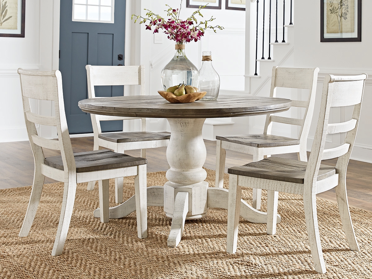 White wood deals dining table round