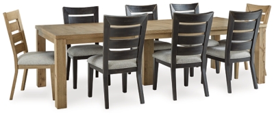 Galliden Dining Table and 8 Chairs, Light Brown