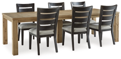 Galliden Dining Table and 6 Chairs, Light Brown