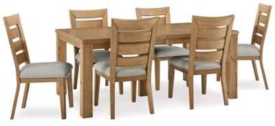 APG-D84135-7P Galliden Dining Table and 6 Chairs, Light Brown sku APG-D84135-7P