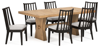 APG-D84145-7P Galliden Dining Table and 6 Chairs, Light Brown sku APG-D84145-7P