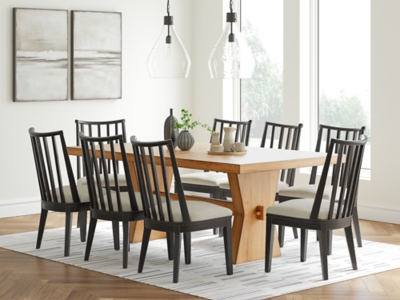 Galliden Dining Table and 8 Chairs, Light Brown