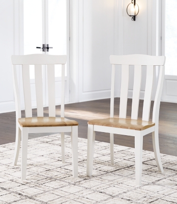 Ashbryn Dining Chair (Set of 2), White/Natural