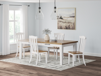 Ashbryn Dining Table and 4 Chairs, White/Natural