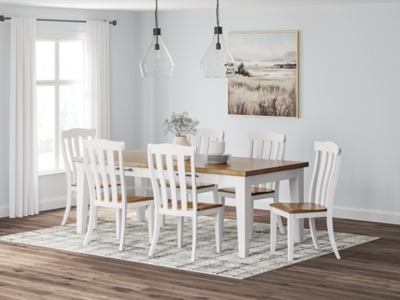 Ashbryn Dining Table and 6 Chairs, White/Natural