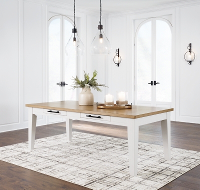 D844-25 Ashbryn Dining Table, White/Natural, Wood sku D844-25