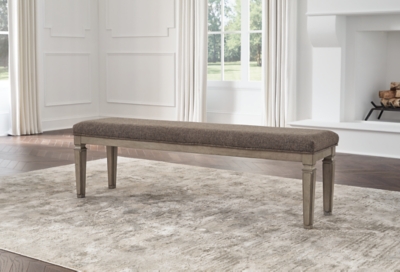 Lexorne 63 Upholstered Dining Bench, Gray