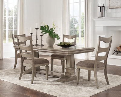 Lexorne Dining Table and 4 Chairs, Gray