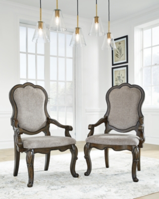 D947-01A Maylee Dining Arm Chair (Set of 2), Dark Brown sku D947-01A