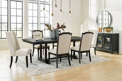 APG-D97145-P7 Welltern Dining Table and 6 Chairs, Black sku APG-D97145-P7