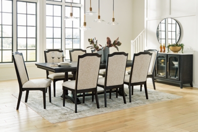 APG-D97145-9P Welltern Dining Table and 8 Chairs, Black sku APG-D97145-9P