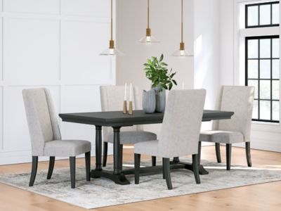 APG-D97145-P5 Welltern Dining Table and 4 Chairs, Black sku APG-D97145-P5