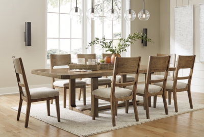 Cabalynn Dining Table and 8 Chairs, Light Brown