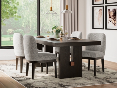 APG-D984-5P Burkhaus Dining Table and 4 Chairs, Dark Brown sku APG-D984-5P