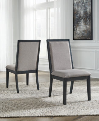 Foyland Dining Chair (Set of 2), Light Gray/Black