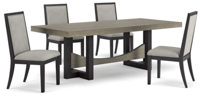 Foyland Dining Table and 4 Chairs, Black/Brown