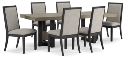 Foyland Dining Table and 6 Chairs, Black/Brown