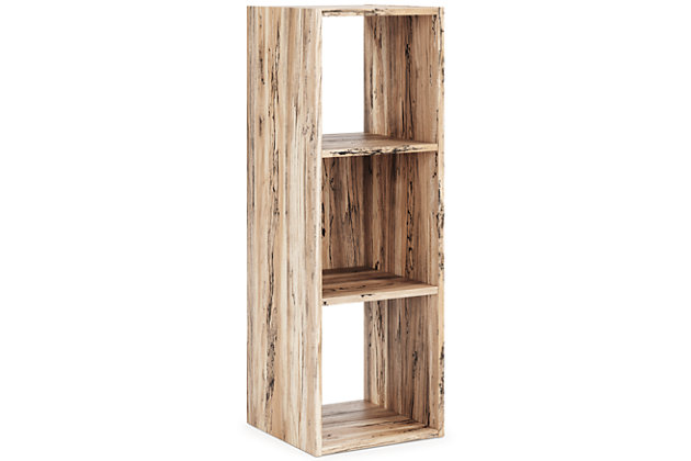 Keep clutter out from underfoot with the Piperton three-cube organizer. The natural finish over replicated sugarberry wood grain is warm and inviting, all while keeping your toys, knickknacks and other items stored away. The perfect marriage of style and function, this organizer is an ideal addition to any busy living space.Made with engineered wood (MDF/particleboard) and decorative laminate | Natural finish over replicated sugarberry wood grain | Can be used vertically or horizontally | Accommodates any 10.5" W x 10.5" D x 11" H storage bin | Assembly required | Estimated Assembly Time: 15 Minutes