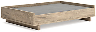 Your pampered pooch or fussy feline can lounge in style with the Oliah pet bed. A dry, light finish with replicated oak grain takes this bed to the next level. It features a plush gray upholstered mat so your furry friend can curl up and relax. A removable cover lets you keep your pet's bed, and your home, clean and fresh.Made with engineered wood (MDF/particleboard) and decorative laminate | Dry, light finish over replicated oak grain with authentic touch | Mat with gray upholstery | Removable cover | Assembly required