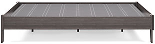 With clean lines evoking a mid-century modern mood, the Brymont queen platform bed is designed to bring harmony to your bedroom retreat. Finished in a warm gray that enhances the soothing sensibility.Queen platform bed (does not include headboard) | Made of engineered wood and decorative laminate | Warm gray finish over replicated walnut wood grain with authentic touch | Bed does not require a foundation/box spring | Mattress available, sold separately | Assembly required | Estimated Assembly Time: 30 Minutes