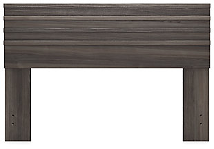With clean lines evoking a mid-century modern mood, the Brymont queen panel headboard is designed to bring harmony to your bedroom retreat. Finished in a warm gray that enhances the soothing sensibility.Headboard only | Made with engineered wood (MDF/particleboard) and decorative laminate | Warm gray finish over replicated walnut grain with authentic touch | ¼" bolts (not included) are needed to attach headboard to your existing metal bed frame | Assembly required | Estimated Assembly Time: 15 Minutes